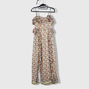 J.Crew Collection Dress Womens 2 White Floral Boho Ruffle Maxi Beachy Summer
